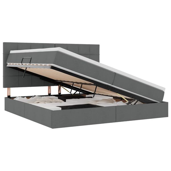 vidaXL F&ouml;rvaringss&auml;ng med madrass M&ouml;rkgr&aring; 200 x 200 cm Polyester