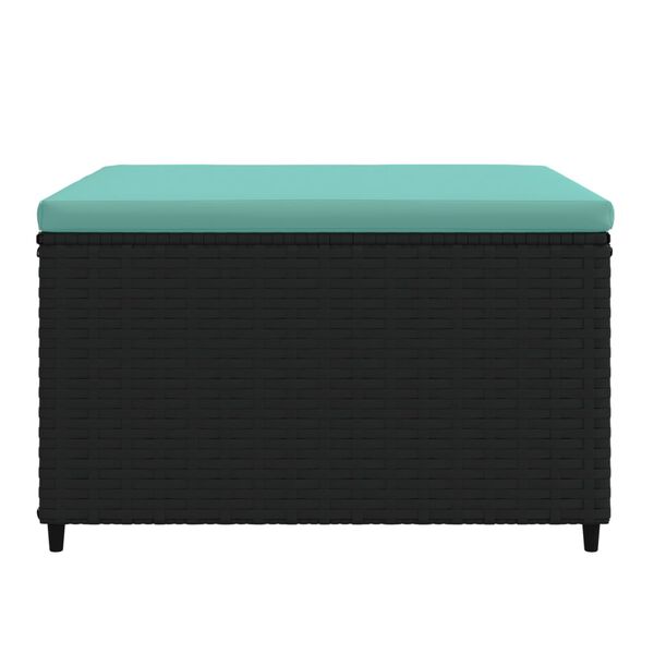 vidaXL Fotpall med dyna för trädgården svart konstrotting