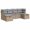 vidaXL Soffgrupp f&ouml;r tr&auml;dg&aring;rden med dynor 6 delar beige konstrotting