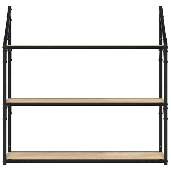vidaXL V&auml;gghylla 3 hyllor sonoma-ek 80x21x78,5 cm konstruerat tr&auml;