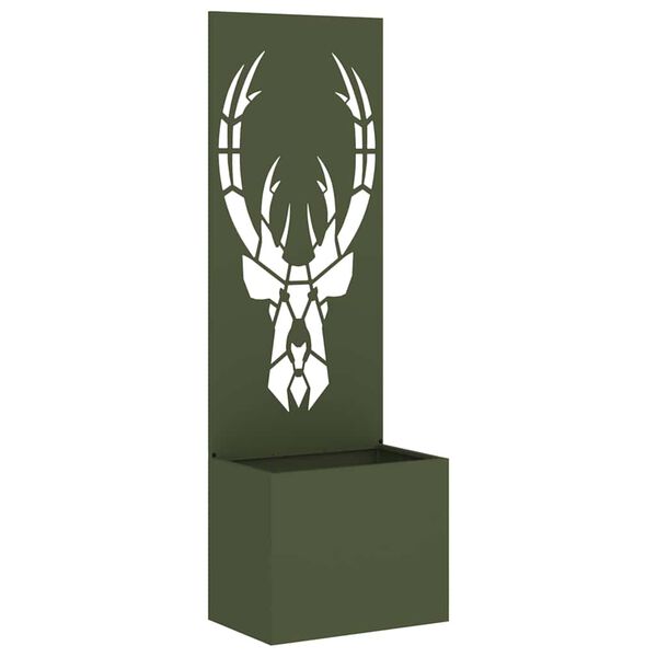 vidaXL Tr&auml;dg&aring;rds integritetssk&auml;rm Olivgr&ouml;n 50 x 140 cm Kallvalsat st&aring;l