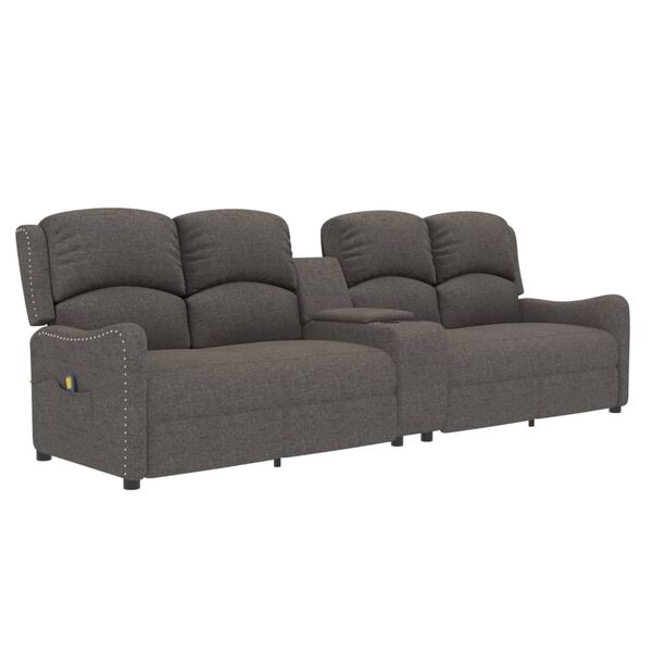 vidaXL Massagefåtölj med kopphållare 4-sits ljusgrå tyg