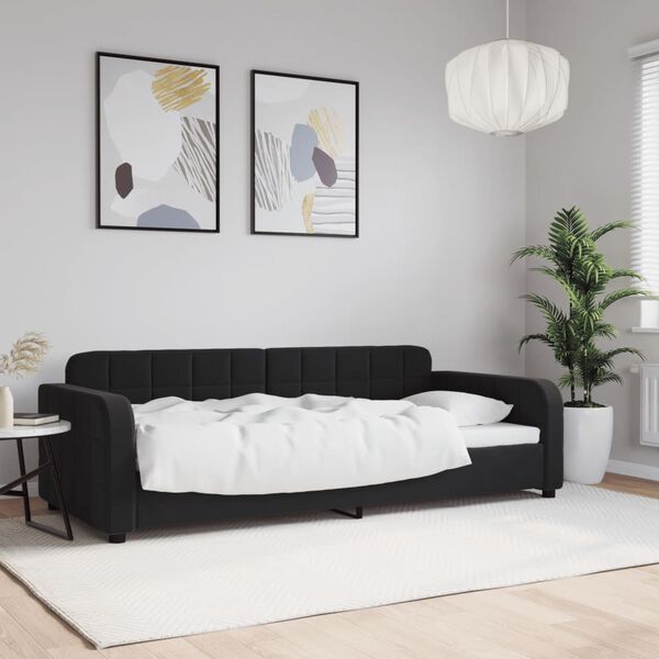 vidaXL Dagb&auml;dd svart 90x190 cm sammet