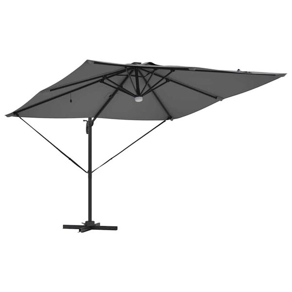 vidaXL Roma Parasol med LED -remsljus Antracit 286 x 285 x 270 cm