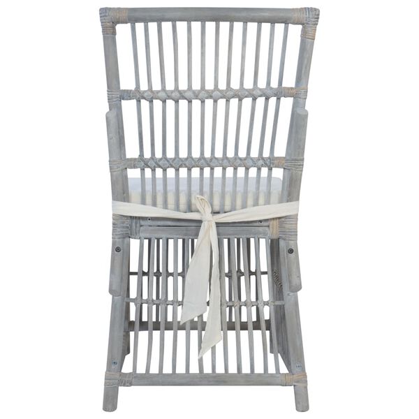 vidaXL Matstolar med dynor 2 st gr&aring; &auml;kta rotting