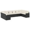 vidaXL Loungegrupp 10 delar med svarta dynor konstrotting