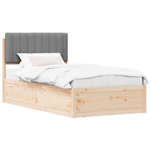 vidaXL S&auml;ngram med Kl&auml;dd Huvudgavel Ljusgr&aring; 100 x 200 cm Massiv furu