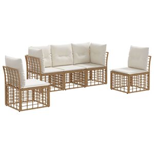 vidaXL Utomhussoffset med kudde 5 pcs Naturlig Polyester