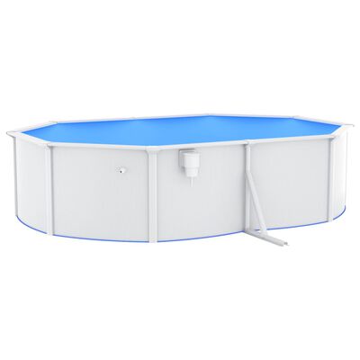 vidaXL Pool med stålväggar oval 490x360x120 cm vit