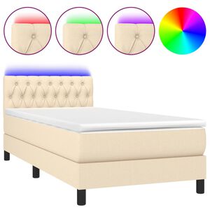 vidaXL Rams&auml;ng med madrass & LED gr&auml;ddvit 100x200 cm tyg