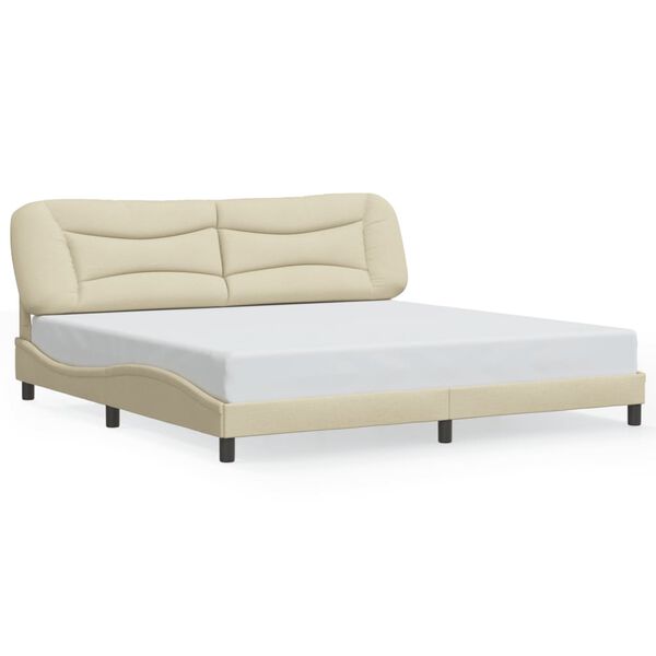 vidaXL Bed Frame without Mattress "Hvar" Cream 200x200 cm Fabric