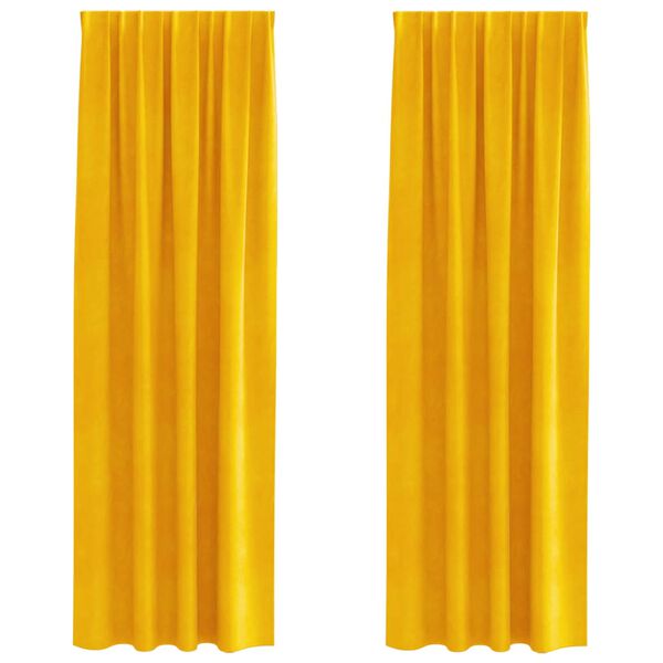 vidaXL M&ouml;rkl&auml;ggningsgardiner 2 pcs Senapsgul 140 x 260 cm Sammet