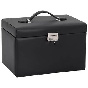 vidaXL Smyckeskrin 3-lagers med spegel l&aring;sbar svart 26x18x17,5 cm