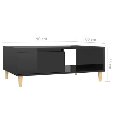 vidaXL Soffbord svart högglans 90x60x35 cm spånskiva