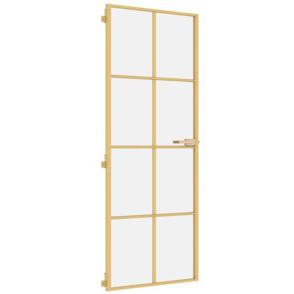 vidaXL Innerdörr guld 76x201,5 cm härdat glas och aluminium slim