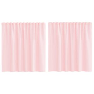 vidaXL Voile gardiner med &ouml;glor 2 st ljusrosa 140x140 cm
