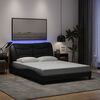 vidaXL Bed Frame with LED without Mattress "Hvar" Black 140x190 cm Fabric