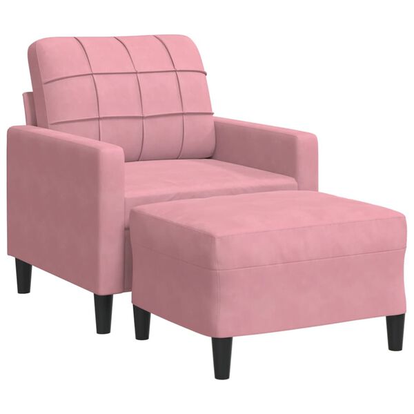 vidaXL F&aring;t&ouml;lj med fotpall rosa 60 cm sammet