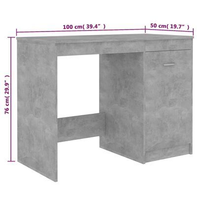 vidaXL Skrivbord betonggrå 100x50x76 cm konstruerat trä