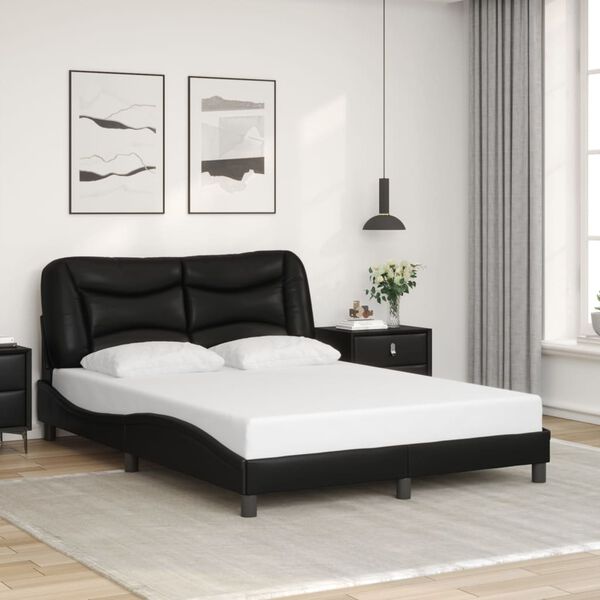 vidaXL Bed Frame without Mattress "Hvar" Black 140x190 cm Faux Leather