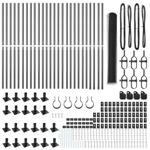 vidaXL Staket med stolpar Grå 1.2 x 50 m PVC-belagd stål