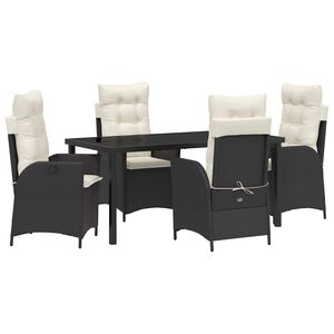 vidaXL Tr&auml;dg&aring;rdsm&ouml;belset med kudde 5 pcs Svart konstrotting
