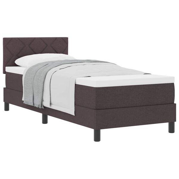 vidaXL B&auml;ddfj&auml;der med madrass med huvudgavel M&ouml;rkbrun 80 x 200 cm tyg