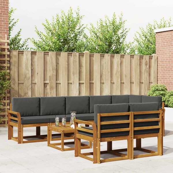 vidaXL Utomhussoffset med kudde 9 pcs Naturlig och Antracit