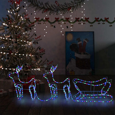 vidaXL Juldekoration renar och släde 576 lysdioder