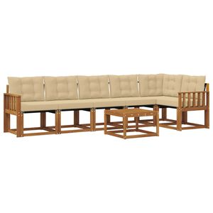 vidaXL Utomhussoffset med kudde 7 pcs Naturlig och Beige