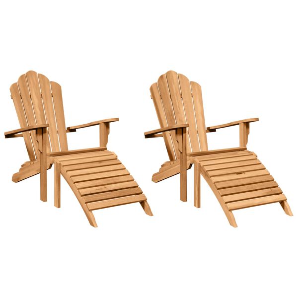 vidaXL Adirondackstol 2 pcs Brun 137 x 77 x 95 cm Massivt teaktr&auml;