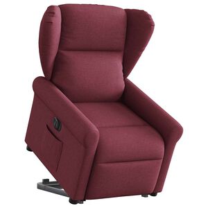 vidaXL Elektrisk reclinerf&aring;t&ouml;lj med uppresningshj&auml;lp vinr&ouml;d tyg