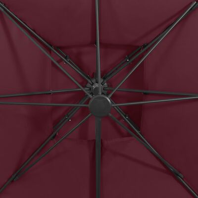 vidaXL Frihängande parasoll med ventilation 300x300 cm vinröd