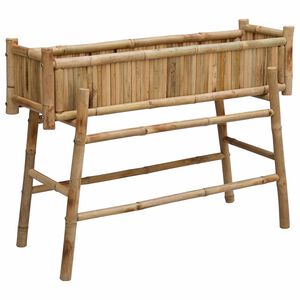 vidaXL Tr&auml;dg&aring;rdsplanta med h&aring;llare Naturf&auml;rg 100 x 38 x 74 cm Bambus