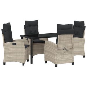 vidaXL Tr&auml;dg&aring;rdsm&ouml;belset med kudde 5 pcs Ljusgr&aring; konstrotting