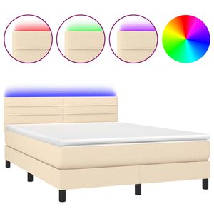 vidaXL Rams&auml;ng med madrass & LED gr&auml;ddvit 140x200 cm tyg