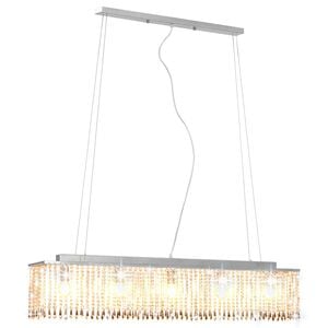 vidaXL Taklampa med kristallp&auml;rlor silver 104 cm E14