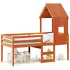 vidaXL Hög säng med tak vaxad brun 90x200 cm massiv furu