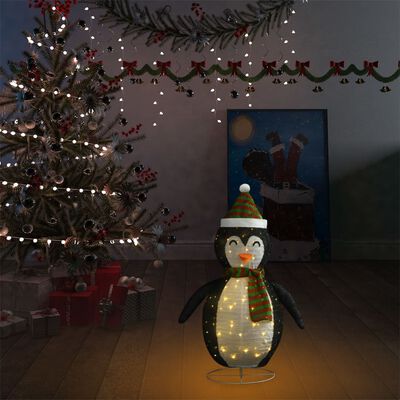 vidaXL Dekorativ pingvin med LED lyxigt tyg 60 cm