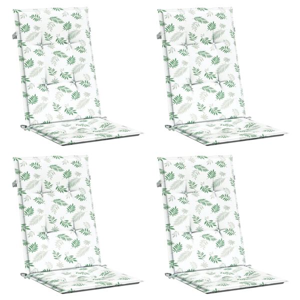 vidaXL Stolsdynor för stolar med hög rygg 4 st bladmönster tyg