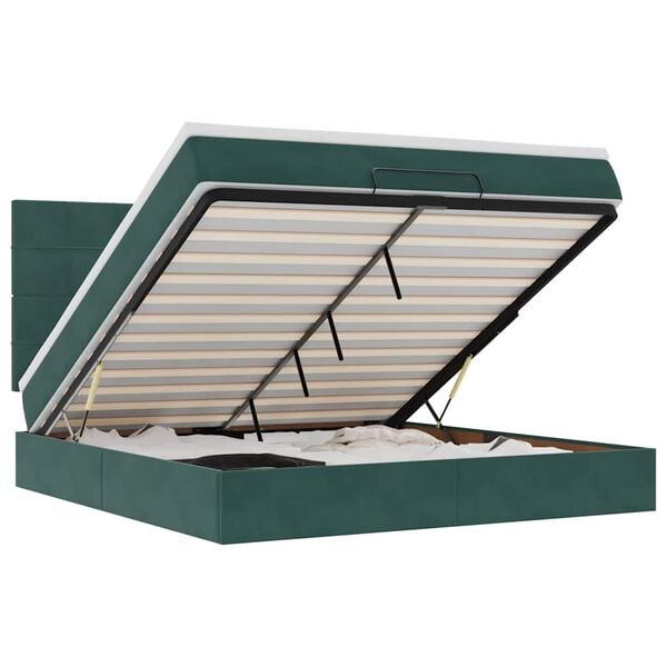 vidaXL Ottoman s&auml;ngram med madrasser m&ouml;rkgr&ouml;n 180x200 cm sammet