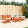 vidaXL Loungegrupp f&ouml;r tr&auml;dg&aring;rden 5 delar m dynor vaxbrun massiv furu