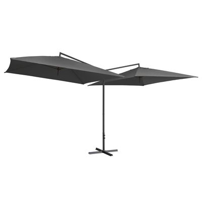 vidaXL Dubbelt parasoll med stålstång 250x250 cm antracit