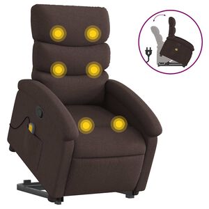 vidaXL Massagef&aring;t&ouml;lj med uppresningshj&auml;lp m&ouml;rkbrun tyg