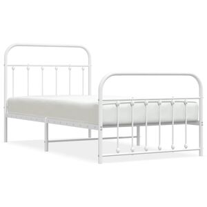 vidaXL S&auml;ngram med huvudgavel och fotgavel vit metall 100x190 cm