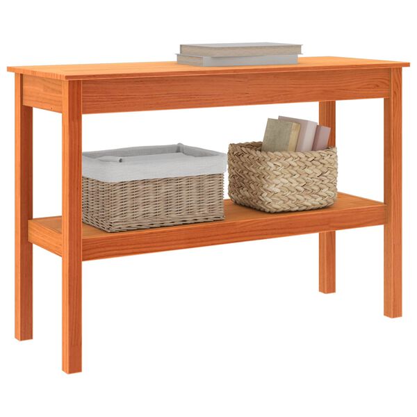 vidaXL Konsolbord med hylla Vaxbrun 110 x 40 x 75 cm Massivt furu