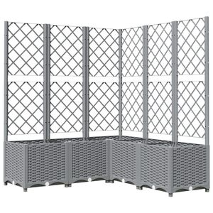 vidaXL Odlingsl&aring;da med spalj&eacute; ljusgr&aring; 120x120x136 cm PP