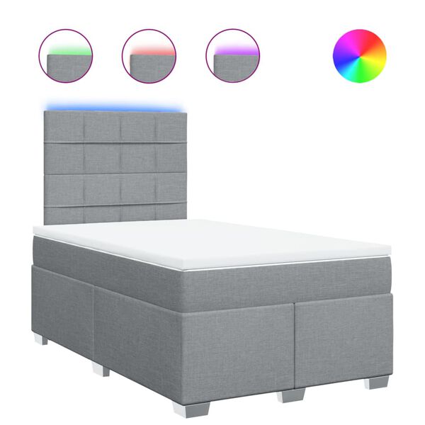 vidaXL Rams&auml;ng med madrass ljusgr&aring; 120x190 cm tyg