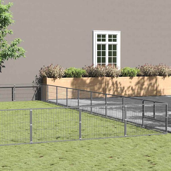 vidaXL Hundg&aring;rd silver 90 m&sup2; st&aring;l