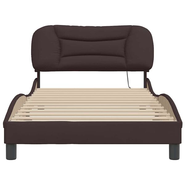 vidaXL Bed Frame without Mattress "Hvar" Dark Brown 100x200 cm Fabric